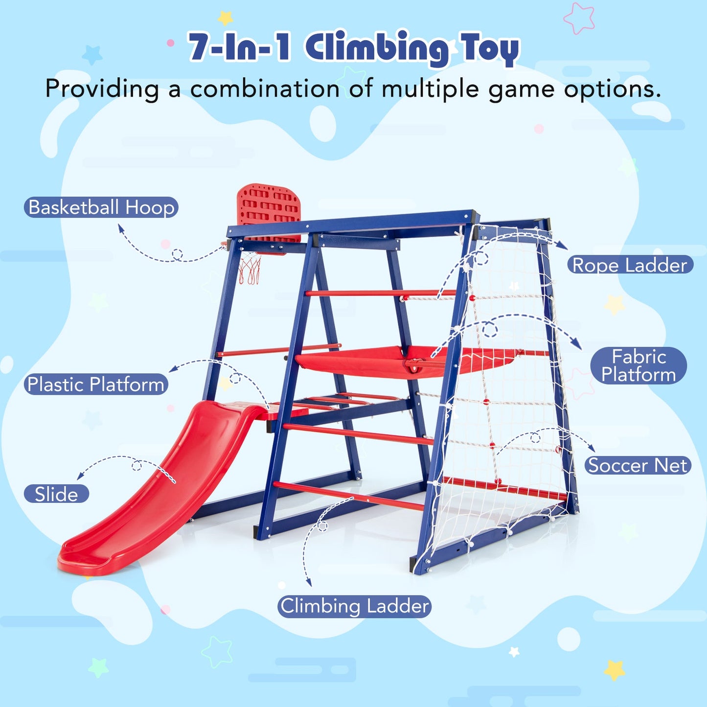 Juego de Escalada Metálico 7 en 1 para Niños de 3 a 7 Años