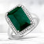 5.72 Carat Dyed Emerald and White Diamond Sterling Silver Ring