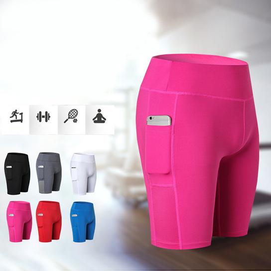 Stretchable Yoga Shorts with Convenient Phone Pocket