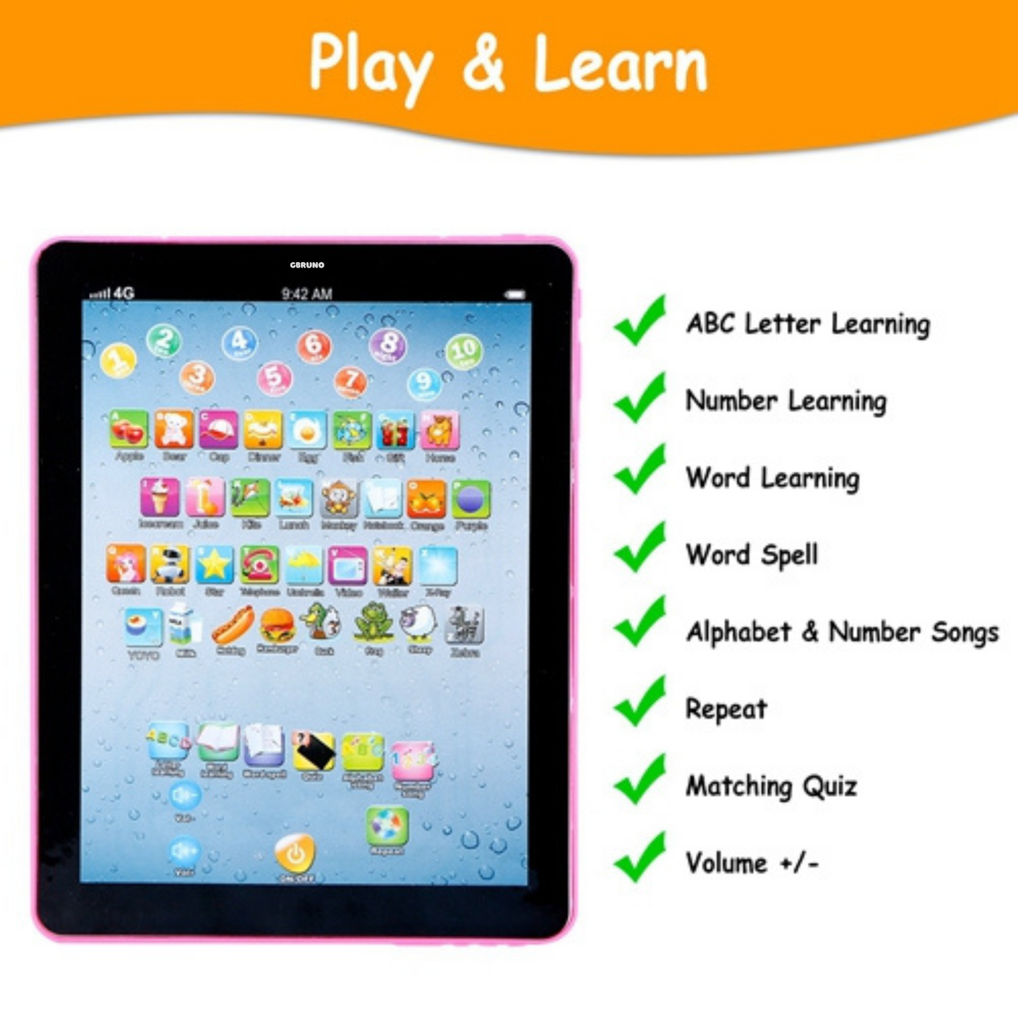 Tablette d'apprentissage GBruno pour bébé - Amusement éducatif pour les enfants