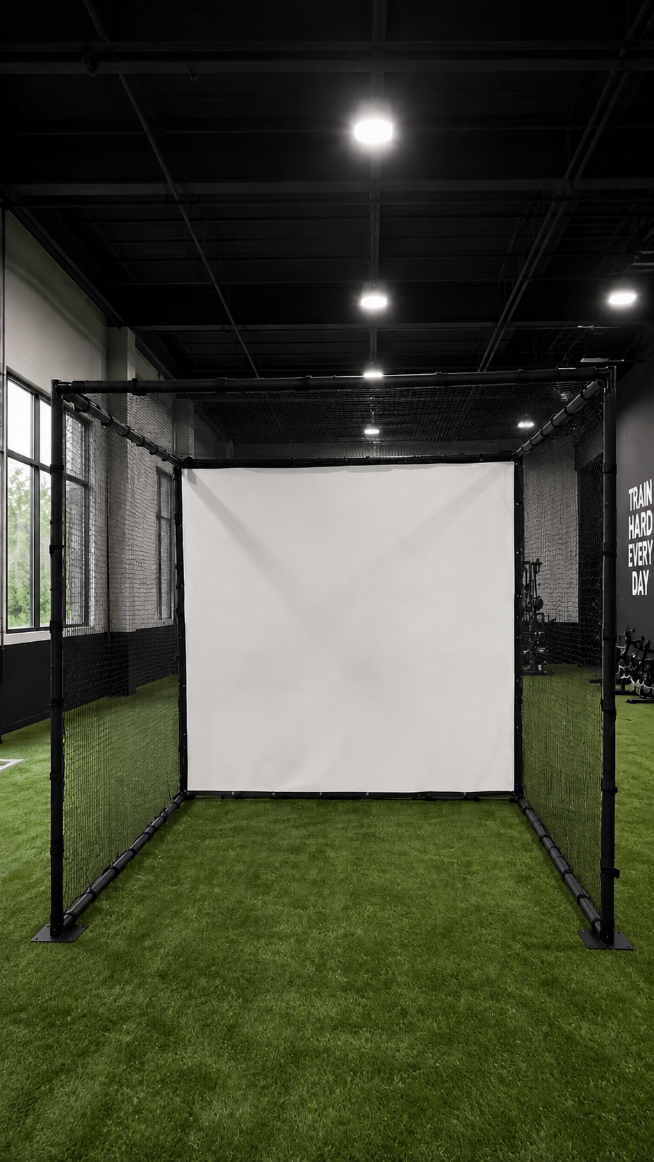 Cage d'entraînement de golf YUNIC Premium avec cadre robuste et écran de simulateur