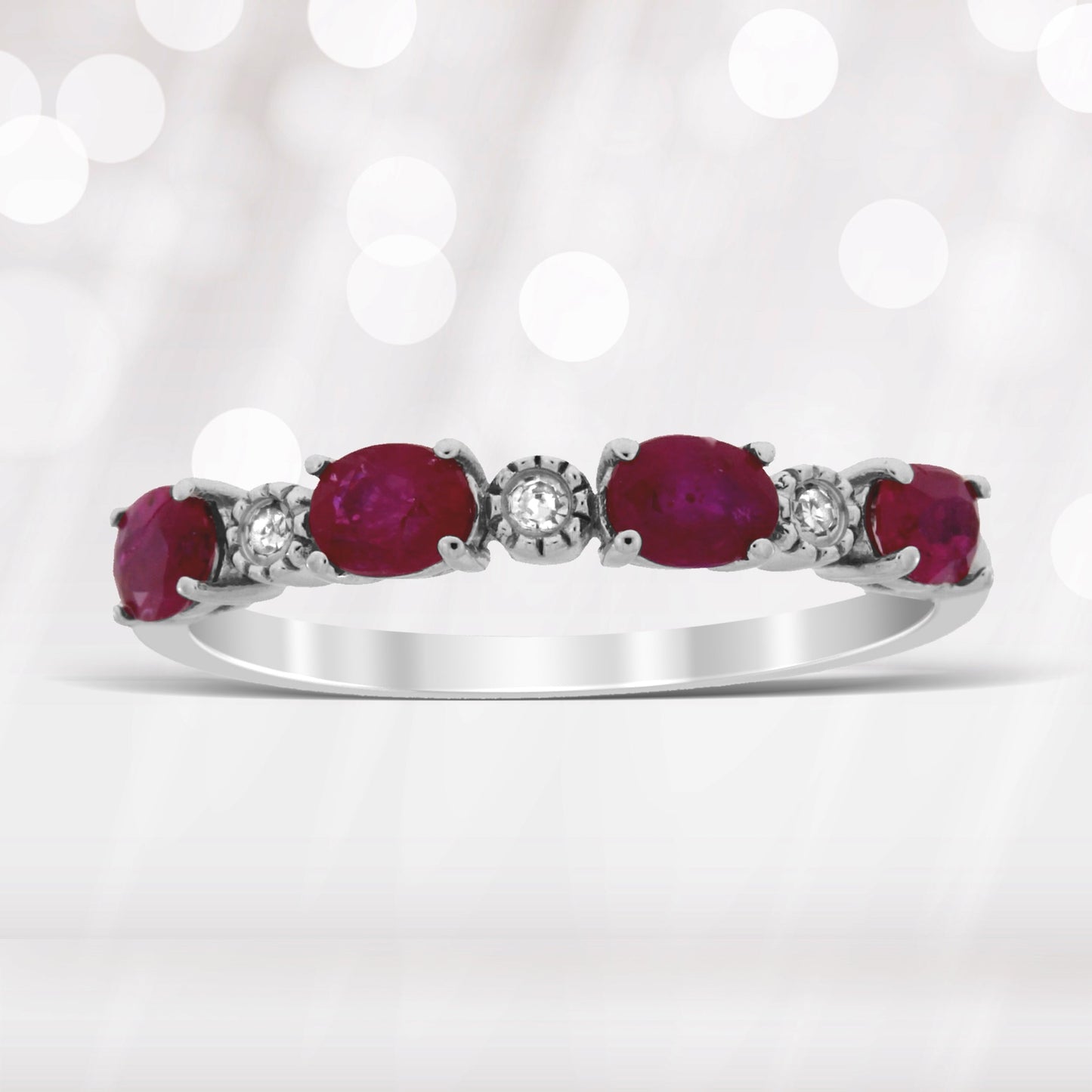 1.08ct Ruby Diamond Fashion Band Ring in 14KT White Gold