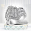 Bague cocktail en diamant bypass en or blanc 14K - Taille 7