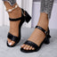 Sandales à Talon Bas en Cuir Véritable pour Femmes avec Bride à Boucle