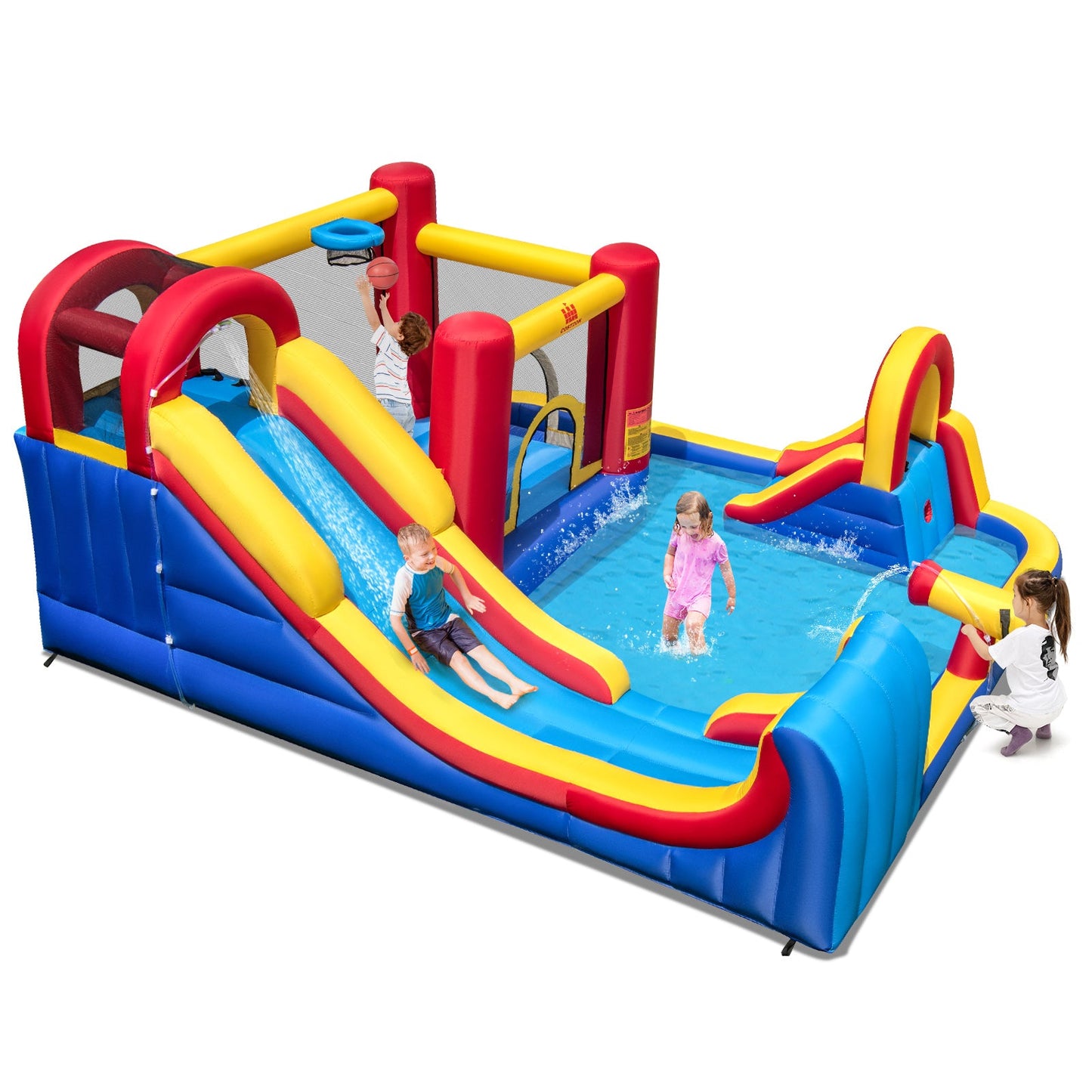 Casa Inflable Exterior 7 en 1 con Toboganes de Agua
