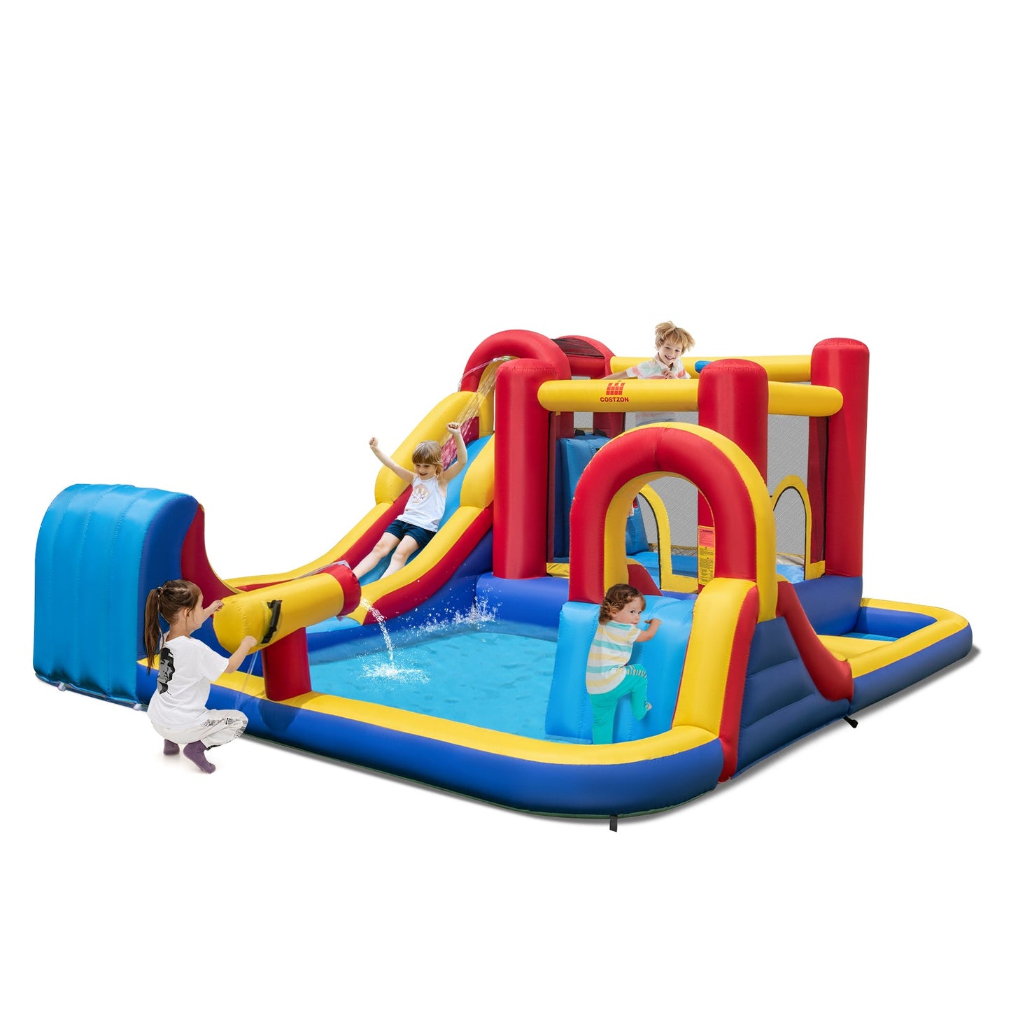 Casa Inflable Exterior 7 en 1 con Toboganes de Agua