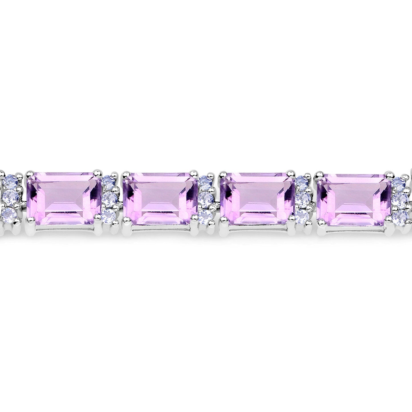 19.19 Carat Genuine Amethyst and Tanzanite Sterling Silver Bracelet