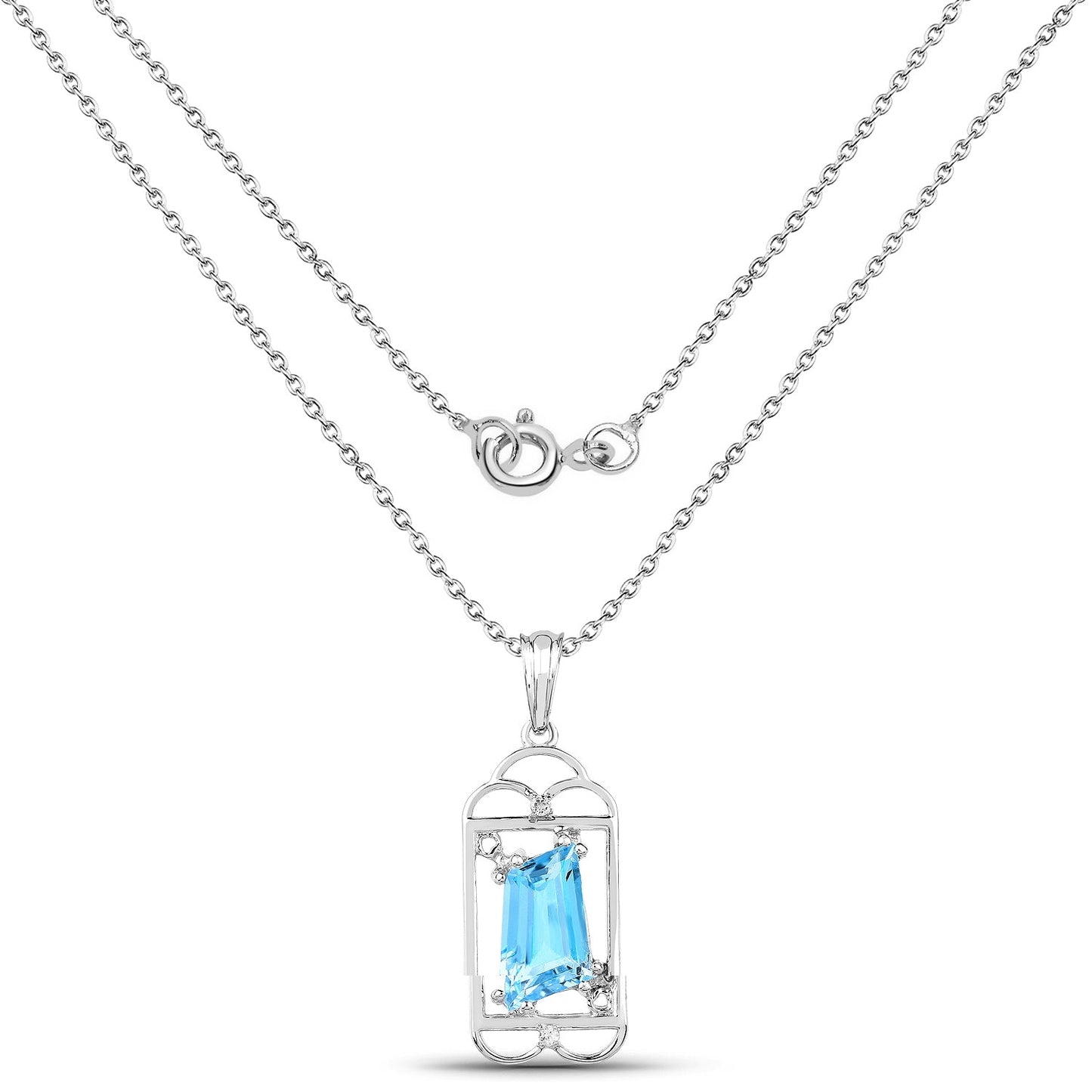 Pendentif en Topaze Suisse Bleue et Topaze Blanche de 4,57 Carats