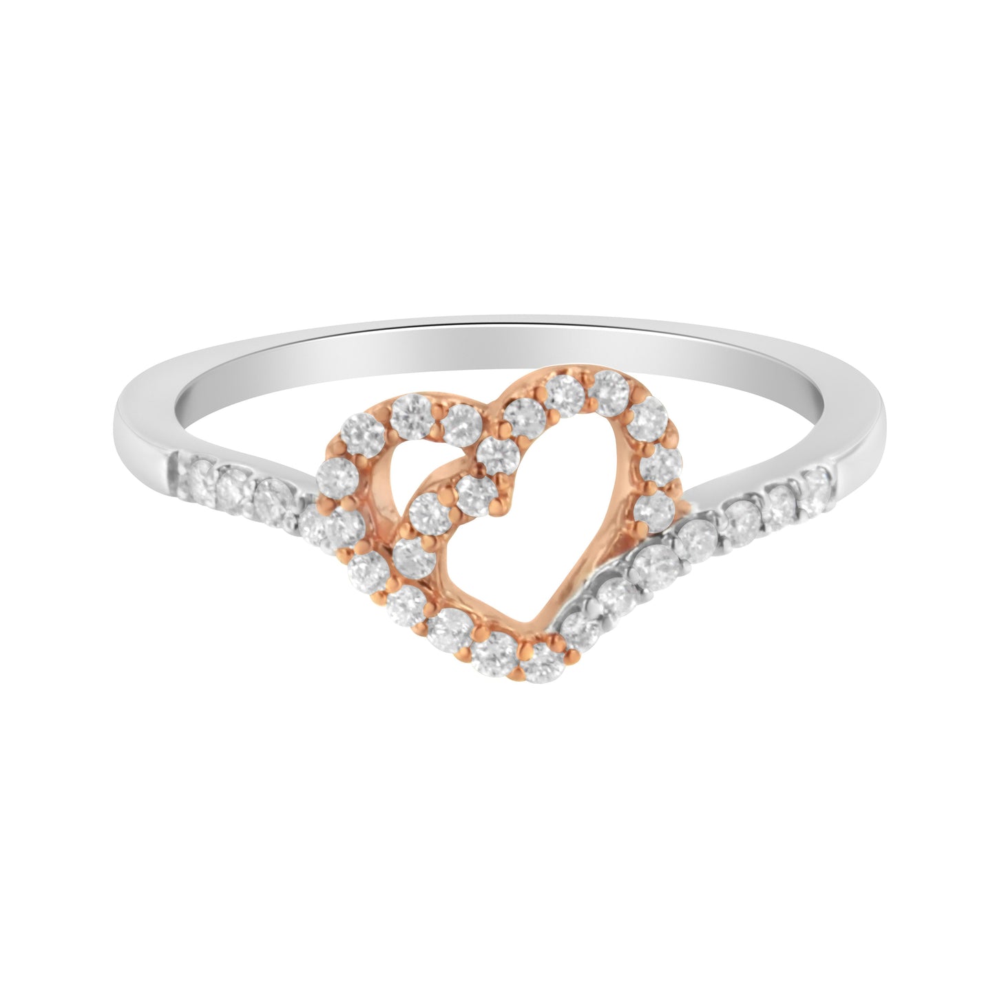 Bague cocktail en diamant en or bicolore 10K - Taille 6-1/2