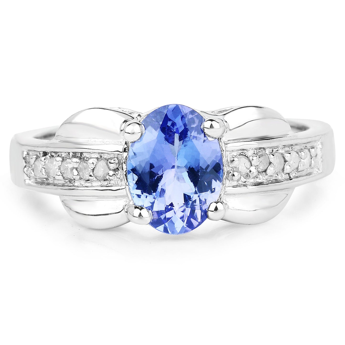 Anillo de plata esterlina con tanzanita genuina de 1.27 quilates y diamantes
