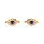 Pendientes de Stud de Ojo Maligno de Zafiro Azul y Diamante en Oro Amarillo de 10K