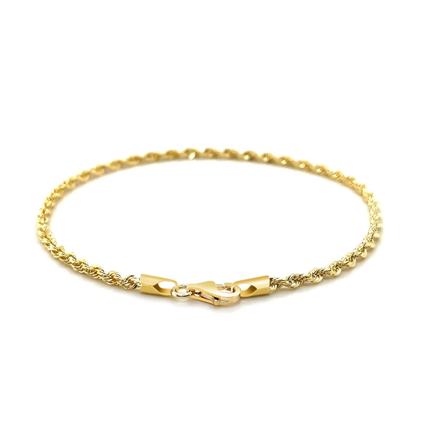 Bracelet en or jaune 14 carats avec motif en corde taillé en diamant de 2,5 mm