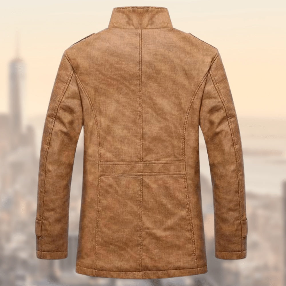 Chaqueta Bomber de Cuero de Piel de Hombre