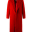 Extra-Long Dark Red Wool Coat for Women