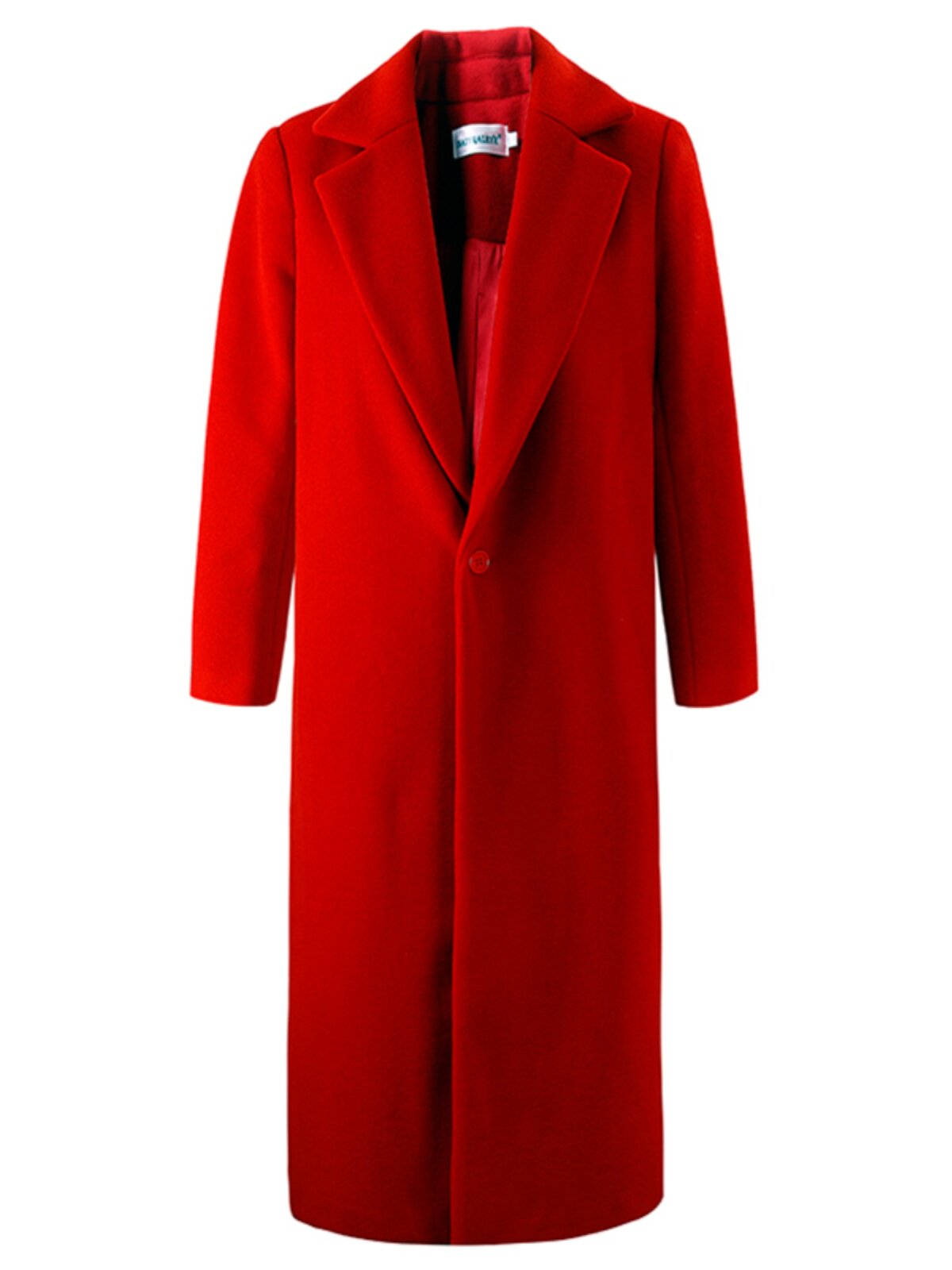 Extra-Long Dark Red Wool Coat for Women