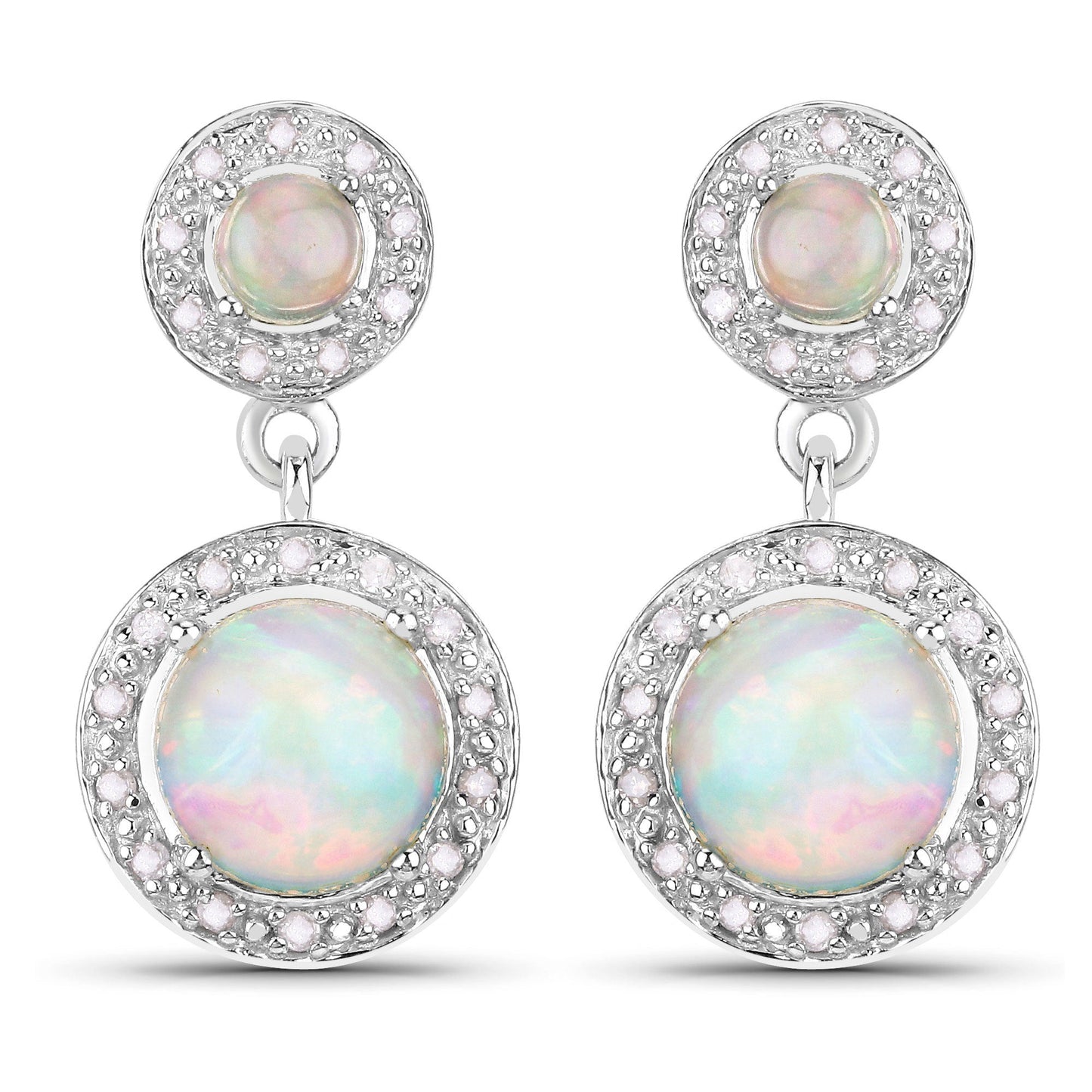 2.27 Carat Genuine Ethiopian Opal and Diamond Earrings in Sterling Silver