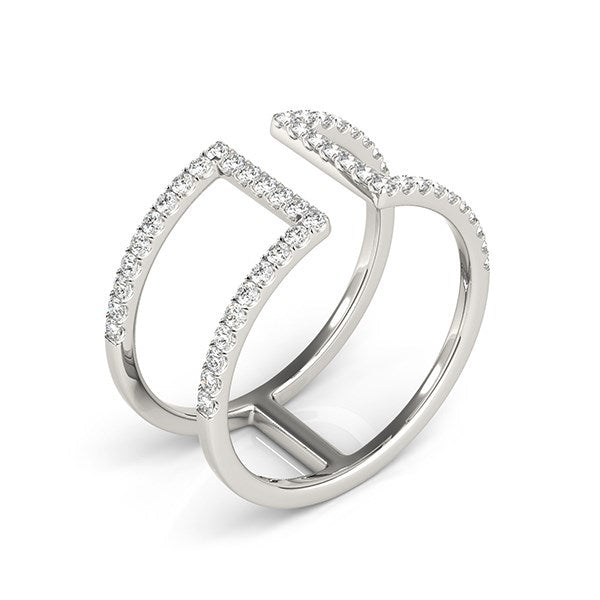 14k White Gold Modern Dual Band Diamond Engagement Ring