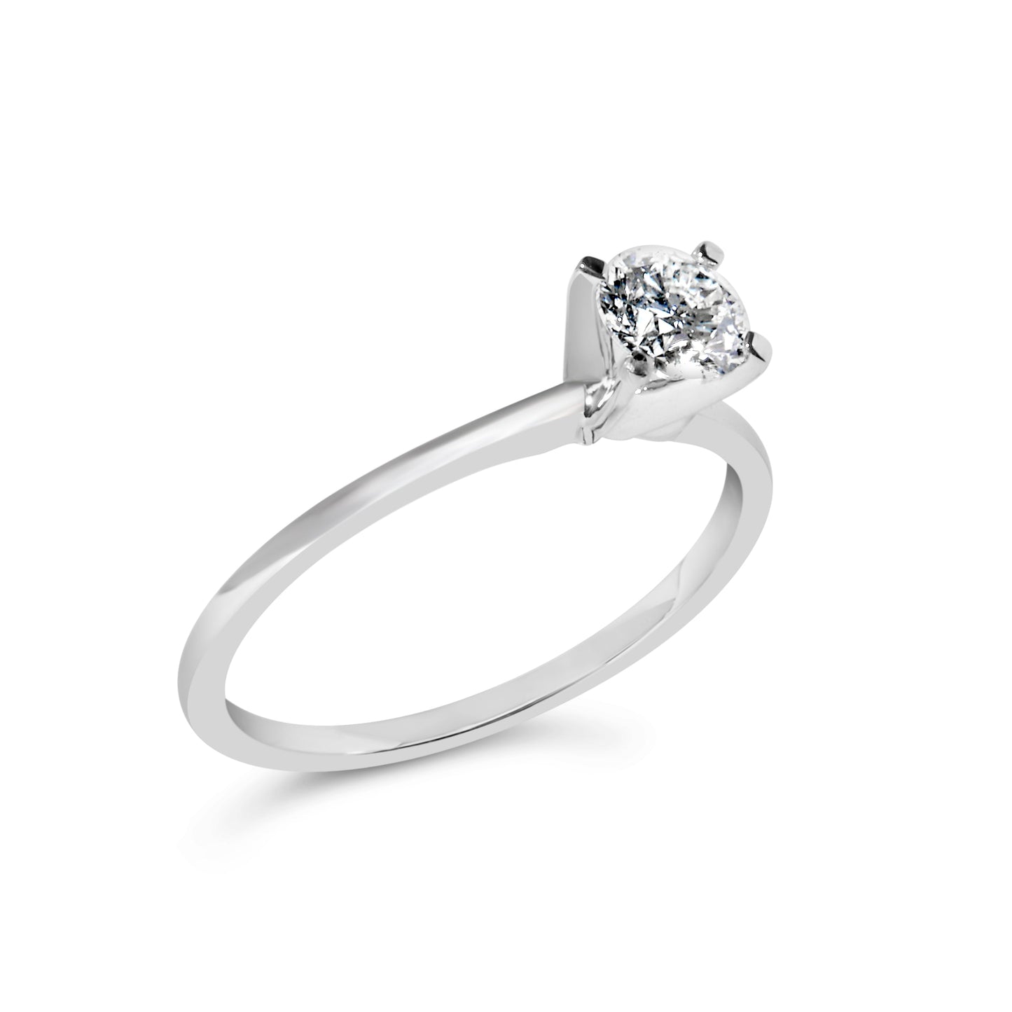 Bague de fiançailles solitaire en diamant cultivé en laboratoire en or blanc 14K - Taille 7