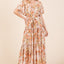 Vestido de Verano Floral con Cintura Ajustable y Mangas de Volante en Capas