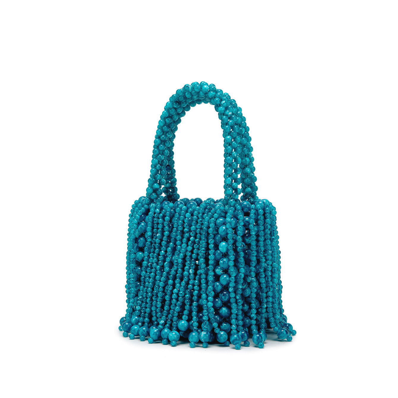 Dual-Color Amber Acrylic Cat-Eye Bead Hand-Braided Bag