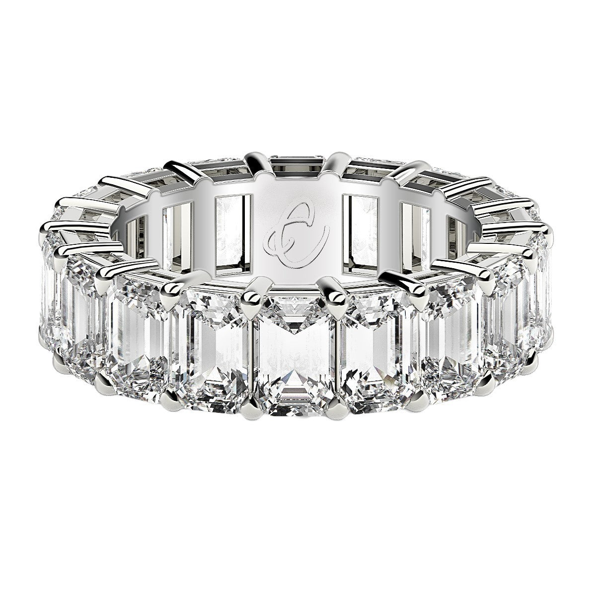 Anillo de Eternidad con Diamante Creado en Laboratorio Corte Esmeralda en Oro Blanco de 14k