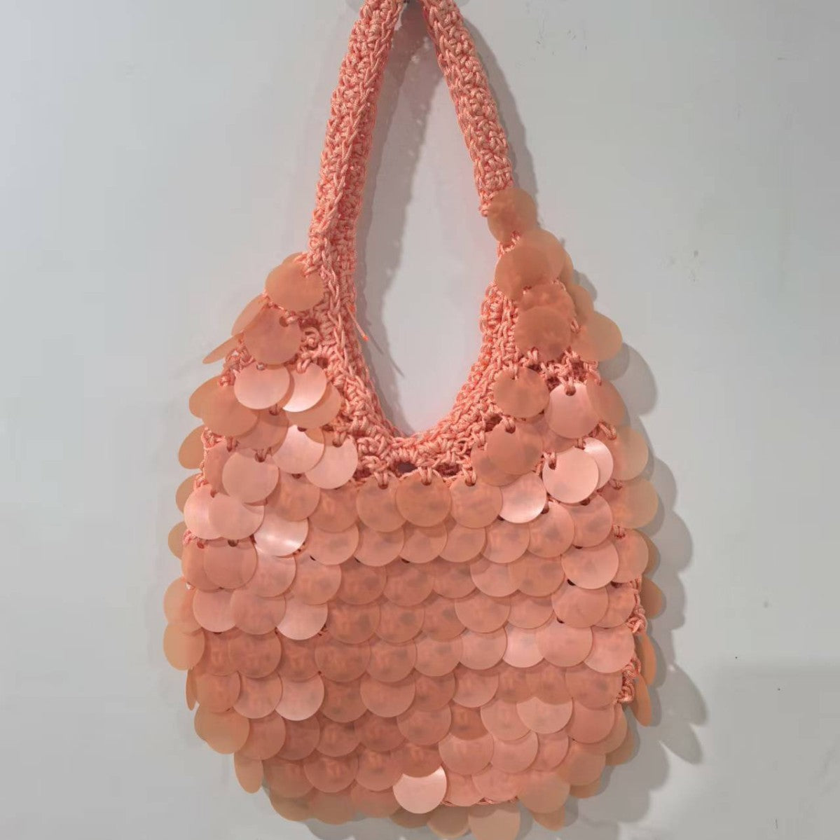 High-End Handmade Natural Sequin Shoulder Bag for Women