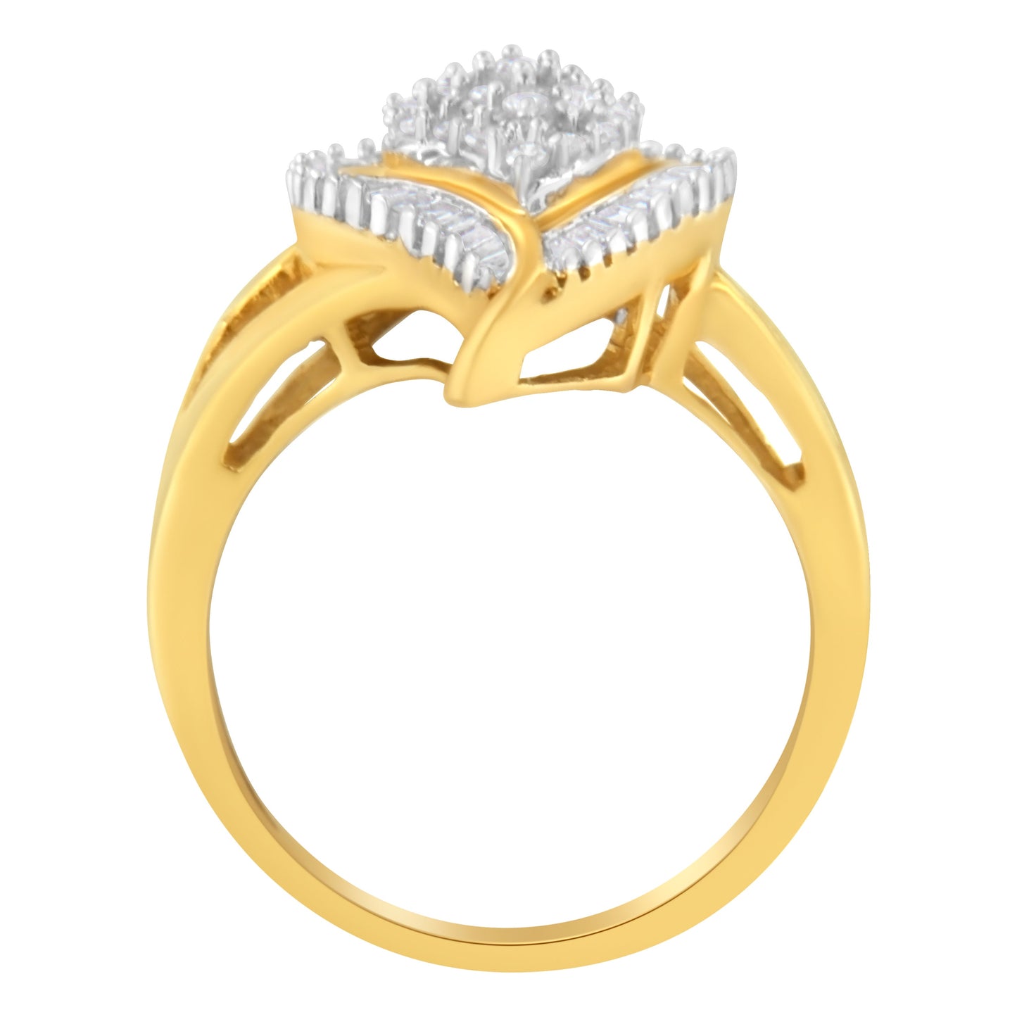 10K Yellow Gold Diamond Cluster Ring - Size 8