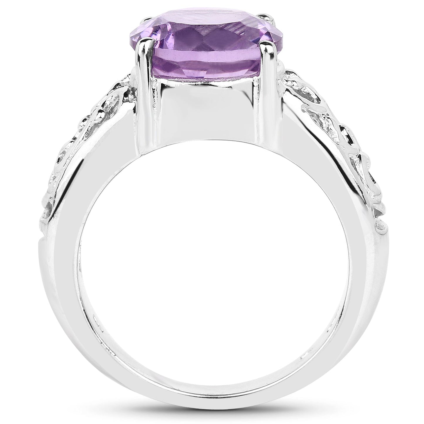 Bague de fiançailles en argent sterling avec améthyste véritable de 3,30 carats