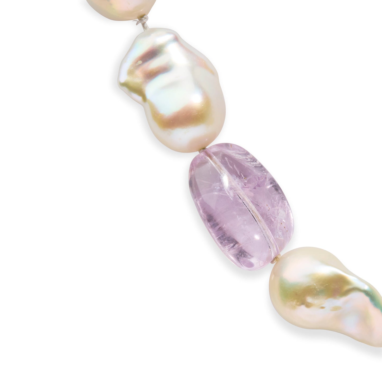 14K Yellow Gold Citrine, Amethyst & Baroque Pearl Necklace - 18"