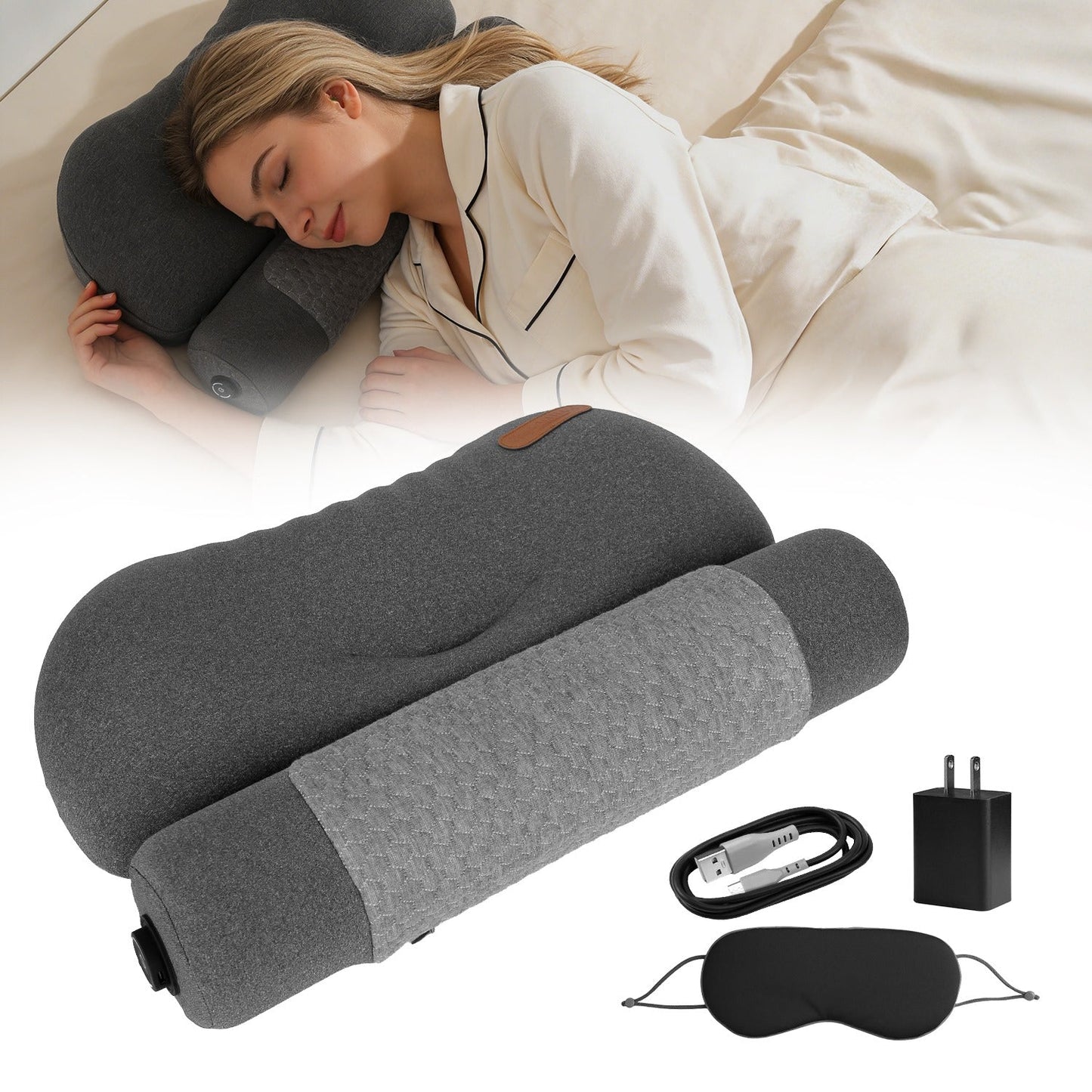 USB Heated Neck Pillow with Zero Pressure Memory Foam