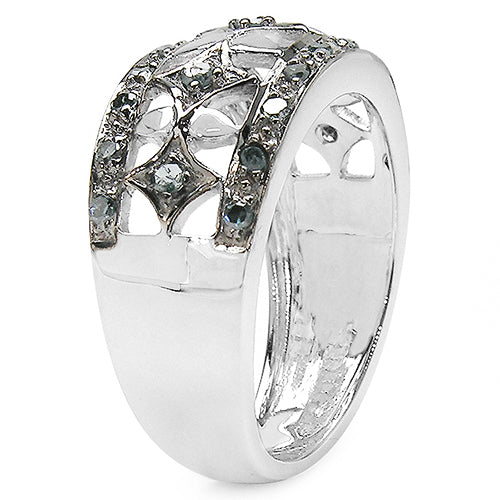 Bague de fiançailles en argent sterling avec diamant bleu véritable de 0,29 carat
