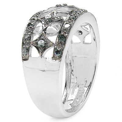0.29 Carat Genuine Blue Diamond Sterling Silver Engagement Ring