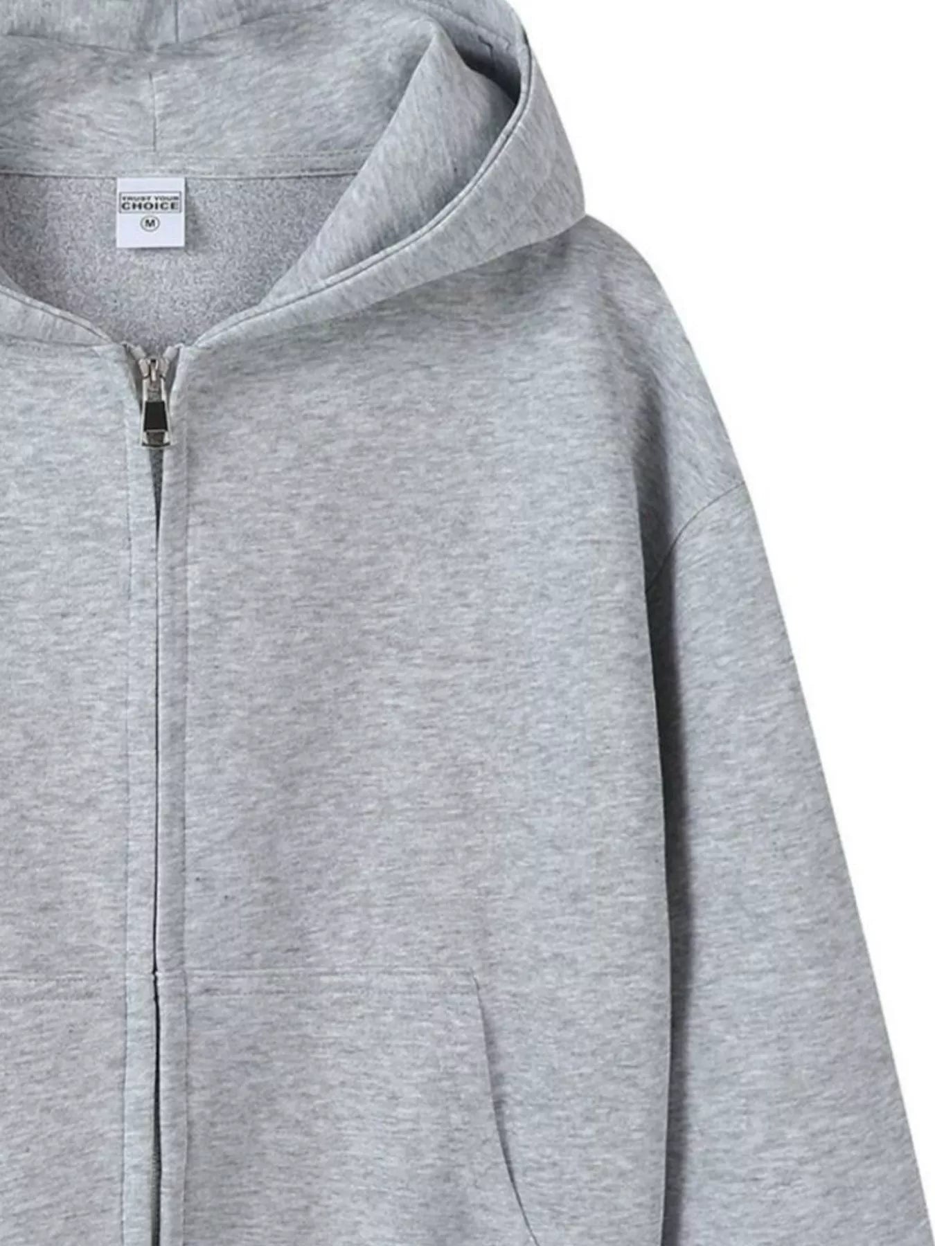 Plus Size Casual Zip-Up Long Sleeve Hoodie