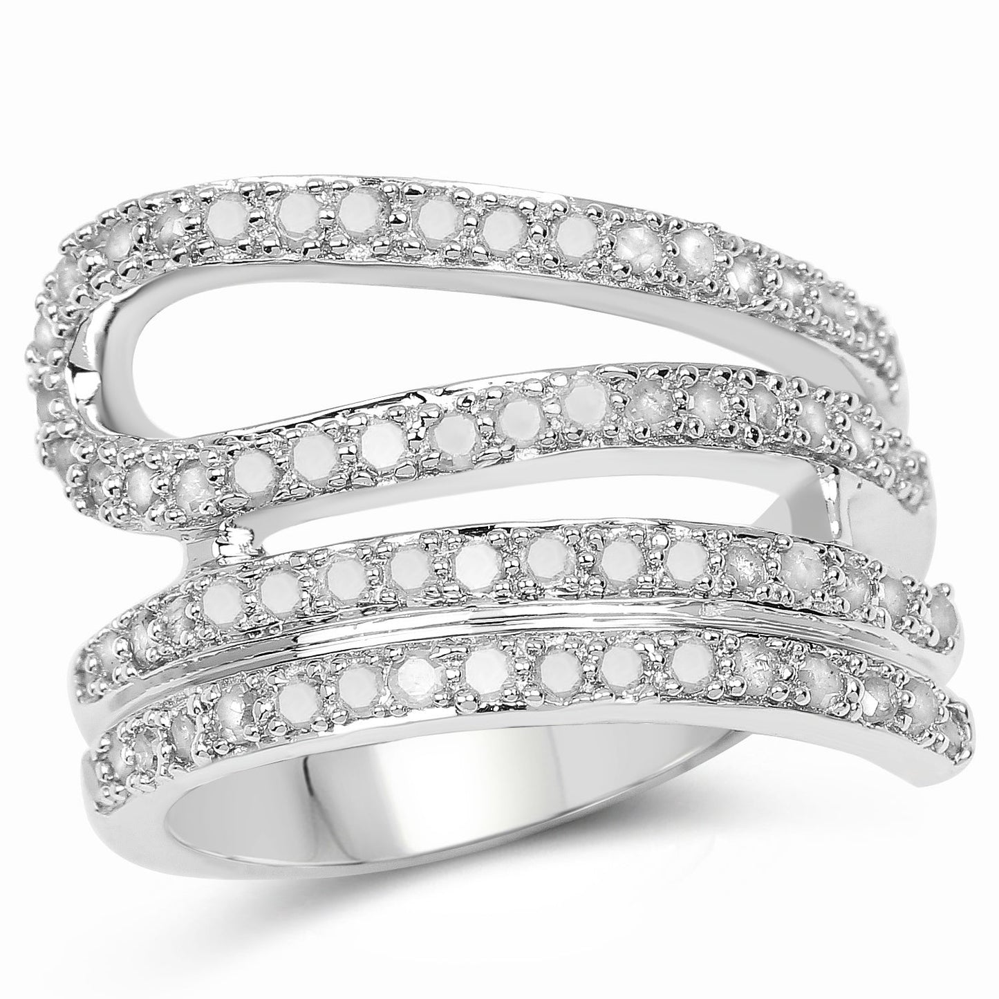 0.83 Carat Genuine White Diamond Sterling Silver Engagement Ring