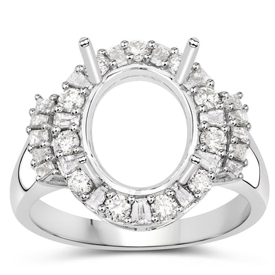 0.83 Carat White Diamond 14K White Gold Semi Mount Engagement Ring