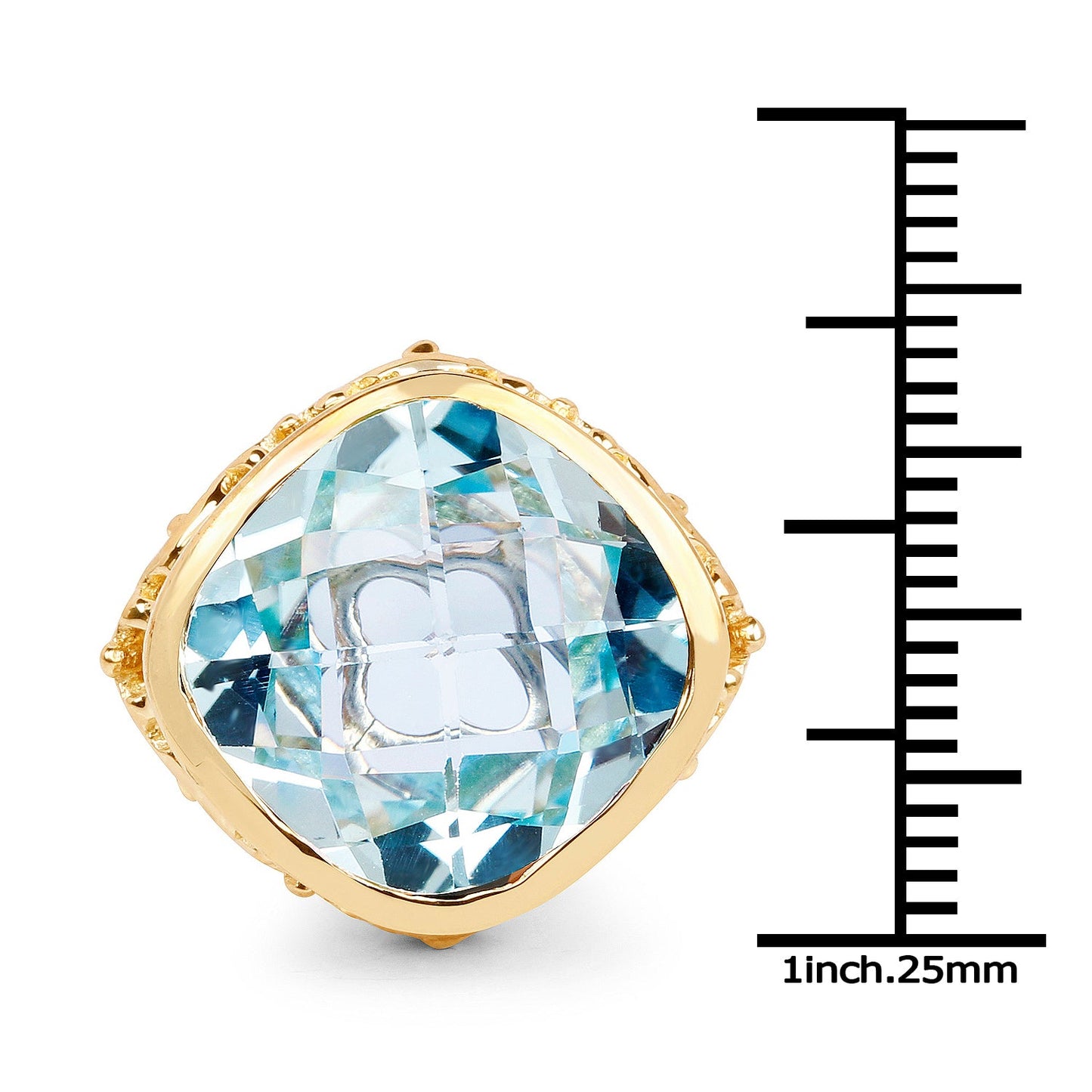 Bague en argent sterling avec topaze bleue véritable de 12,79 carats