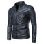 Men's Slim Fit PU Leather Bomber Jacket