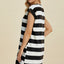 Vestido Mini de Manga Corta a Rayas Chic para Mujeres