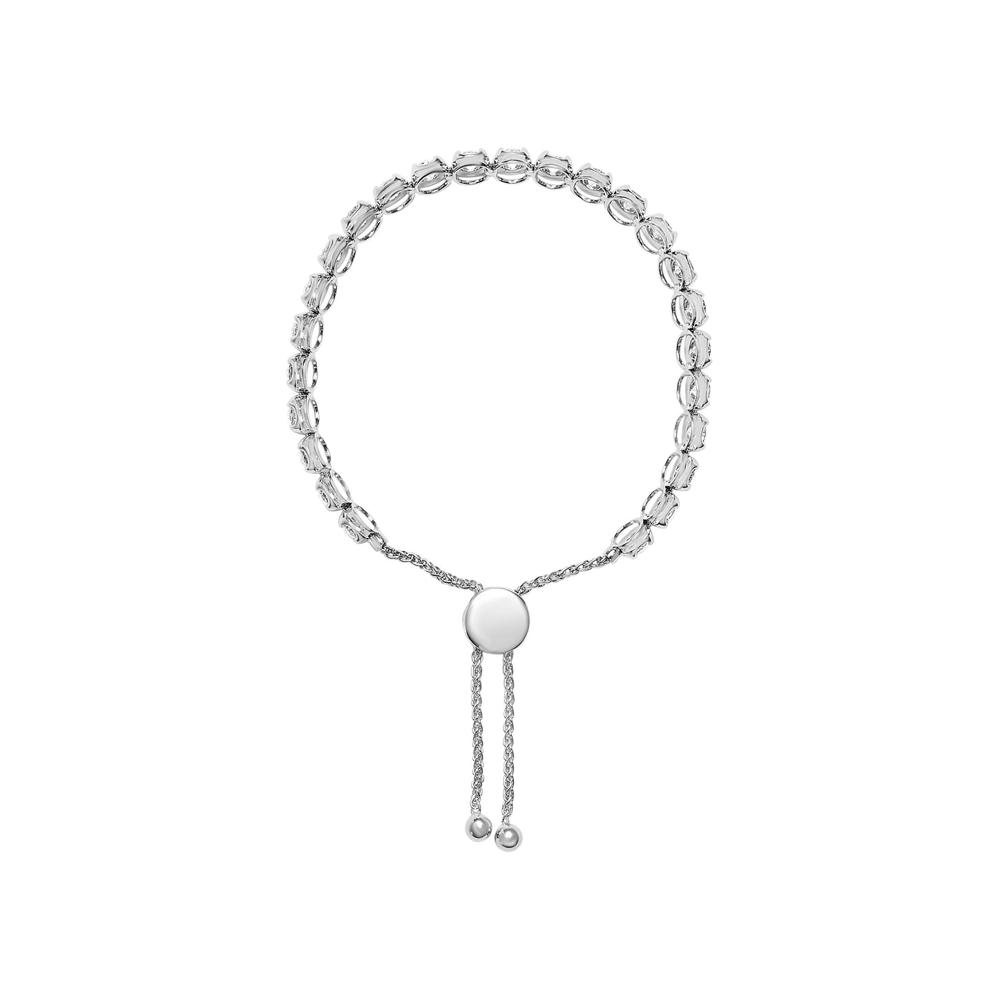 Pulsera de Tenis Ajustable Bolo de Oro Blanco de 14K con Diamantes