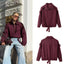 Chaqueta Bomber Suelta y Versátil para Mujer en Rojo Vino
