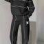 Plus Size Striped Quarter Zip Top and Pants Set