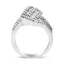 Bague cocktail en diamant bypass en or blanc 14K - Taille 7