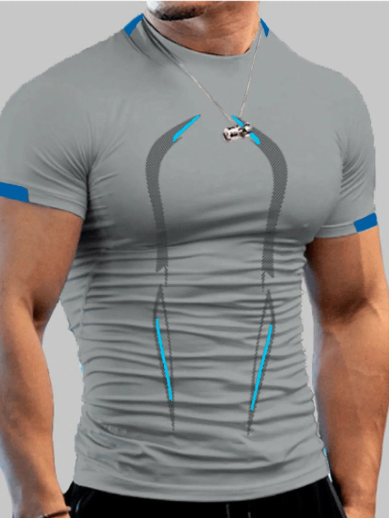 Camiseta Activa de Cuello Mock de Talla Grande para Hombre