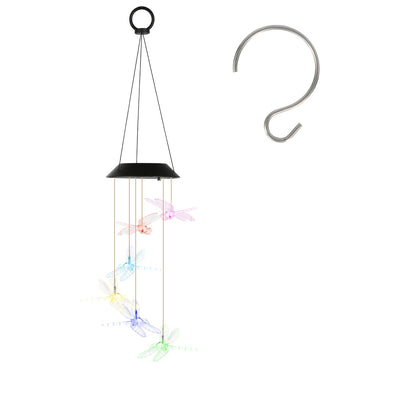 2-Pack Solar Dragonfly Wind Chimes with Color-Changing Lights