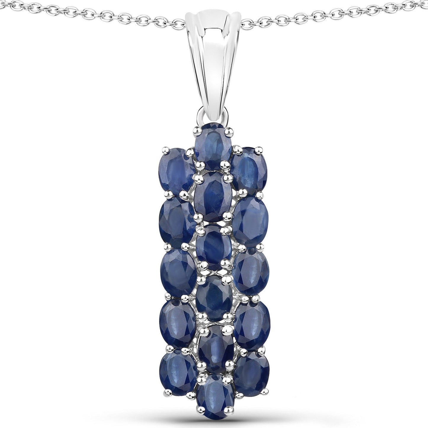 Conjunto de Joyería de Zafiro Azul Genuino de 10.40 Quilates en Plata de Ley