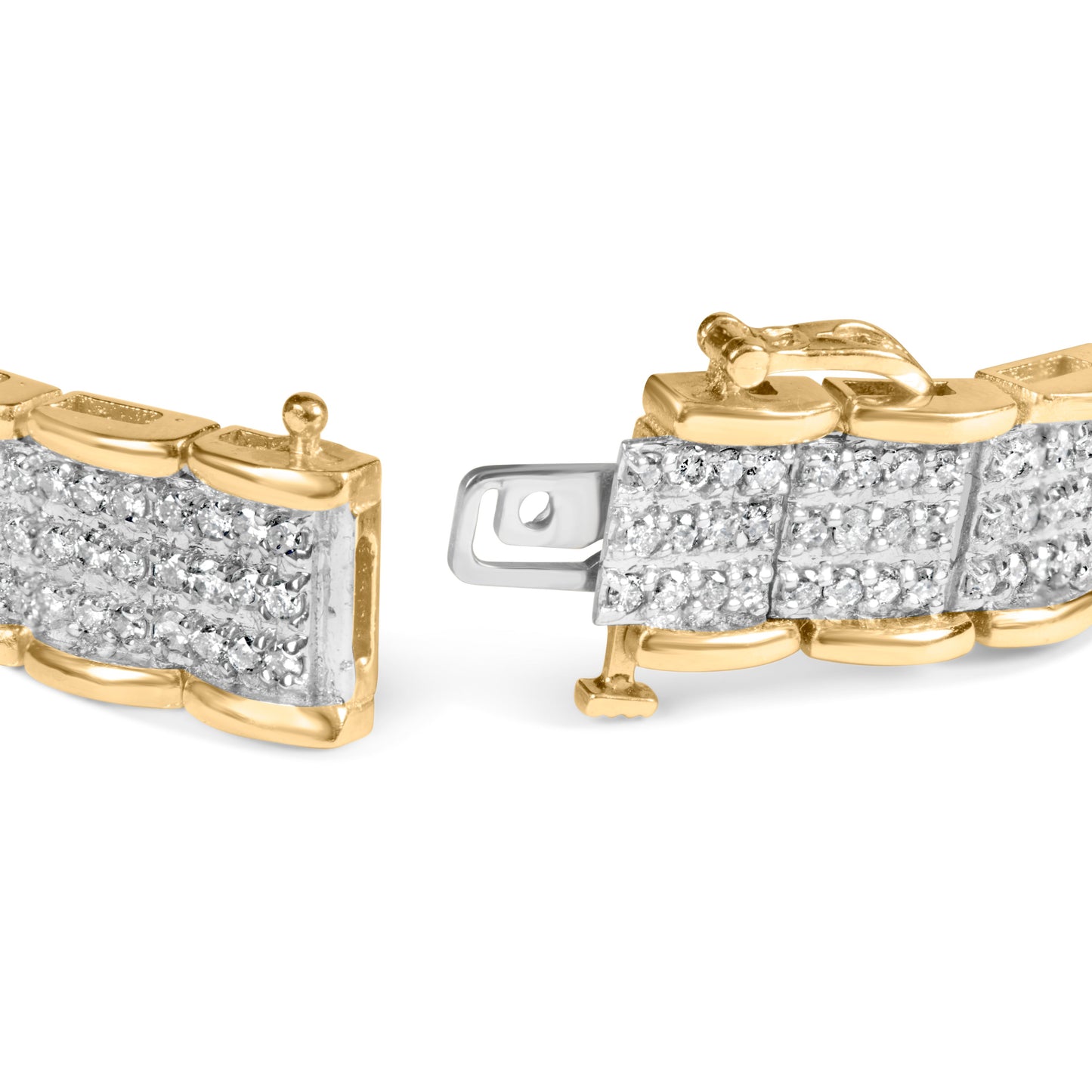 Pulsera de eslabones de diamantes de corte redondo de 10K en oro amarillo de 5.00 Cttw