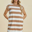 Vestido Mini de Manga Corta a Rayas Chic para Mujeres