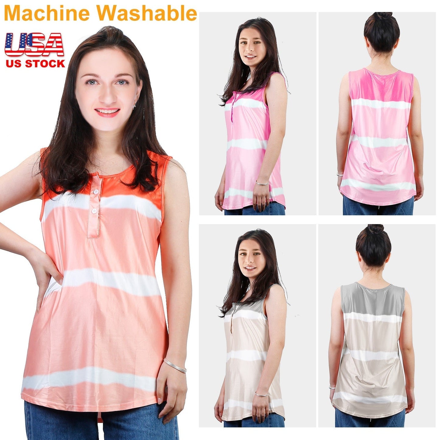 Top sin mangas de tie-dye de talla grande para mujeres