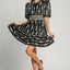 Elegant Black Ribbon Print Dress for Women
