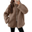 Manteau élégant d'hiver à col avec fermeture éclair et poches
